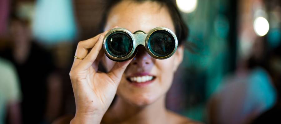 woman with binoculars woman with binoculars