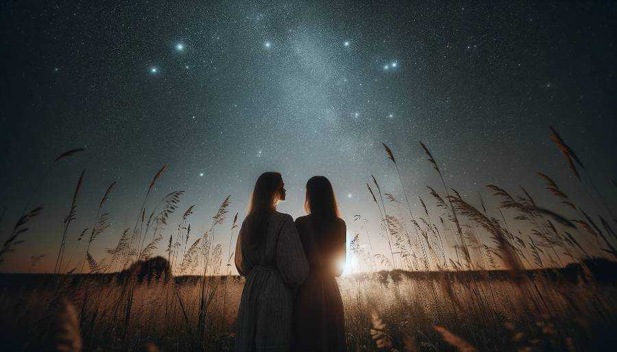 women standing together in a field