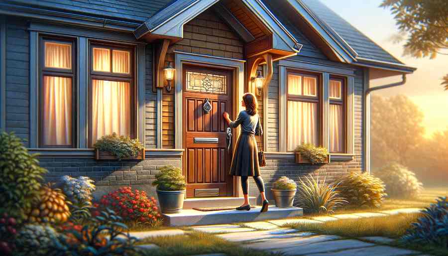 woman ringing a doorbell, representing story beginnings